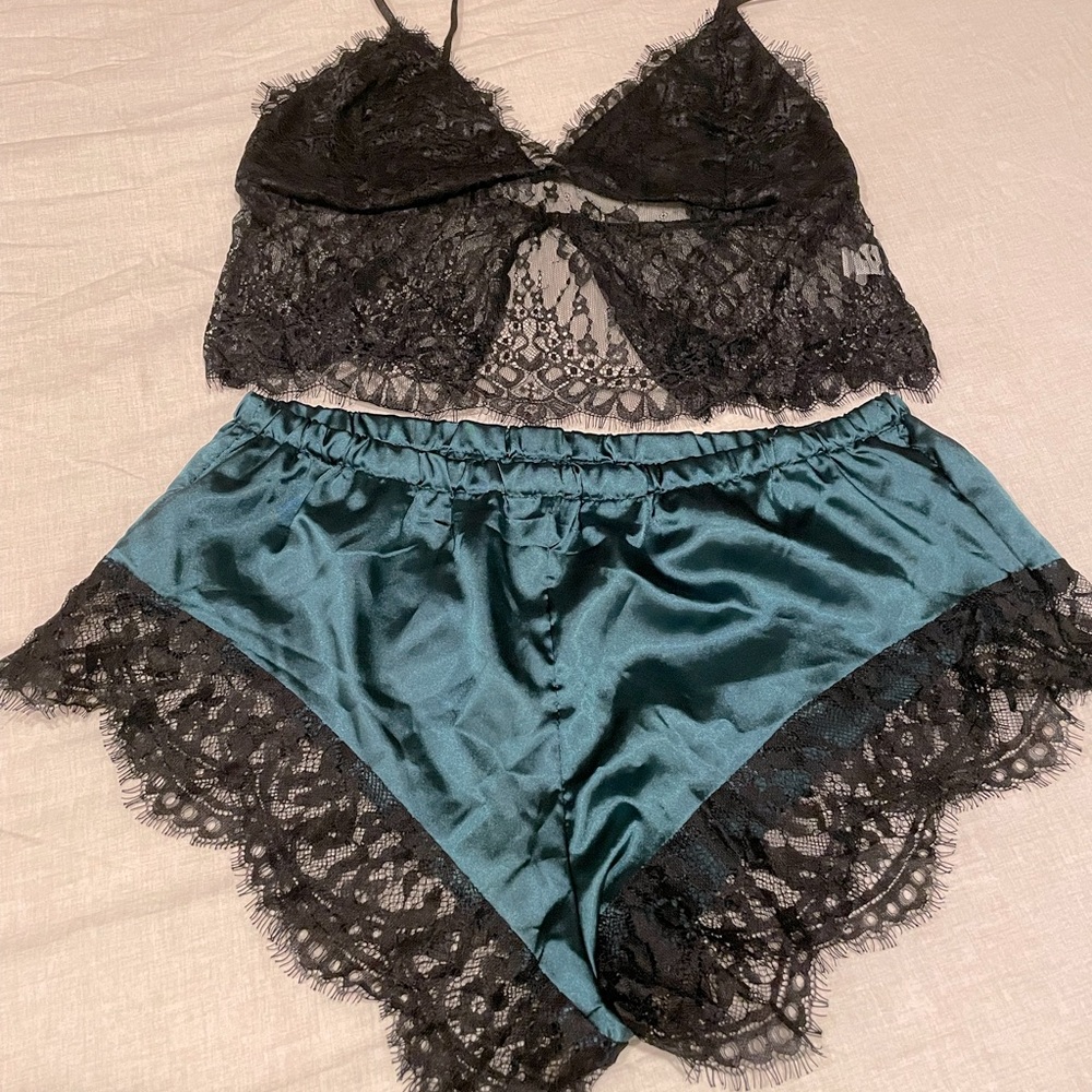SHEIN Lace & Silk Night Set